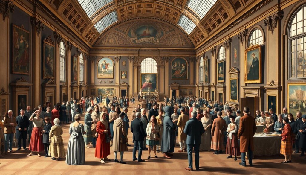 Ouverture du Muséum central des arts dans la Grande Galerie du Louvre en 1793