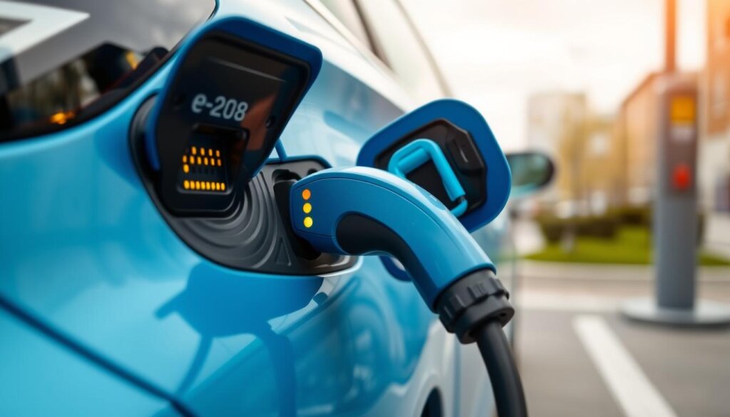 Peugeot e-208 restylée 2025 en charge