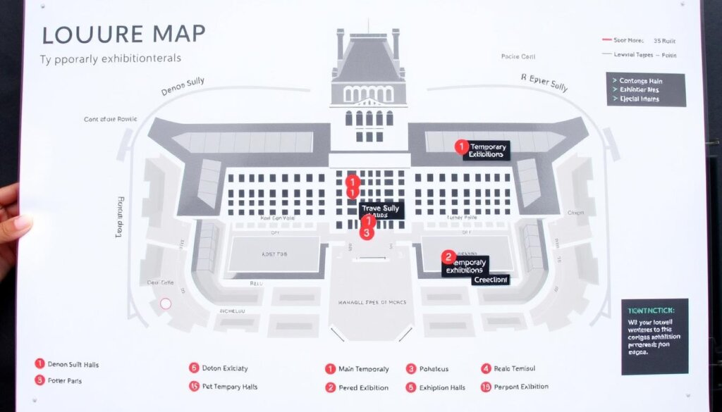 Plan d'accès aux salles d'expositions temporaires récentes musée du Louvre