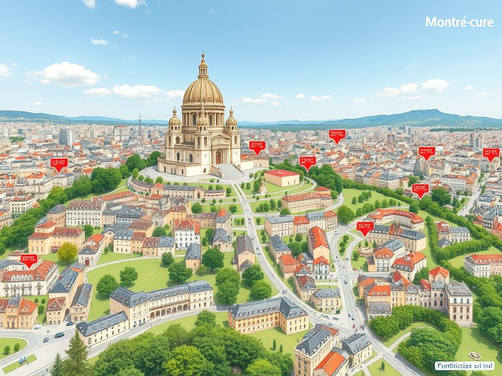 Plan de Montmartre avec la Basilique du Sacré-Cœur, les rues pittoresques et les points de vue panoramiques Plan de Montmartre avec la Basilique du Sacré-Cœur, les rues pittoresques et les points de vue panoramiques