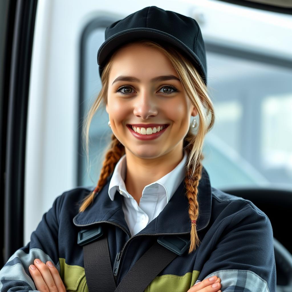Portrait d'Aliaksandra, conductrice de camion biélorusse