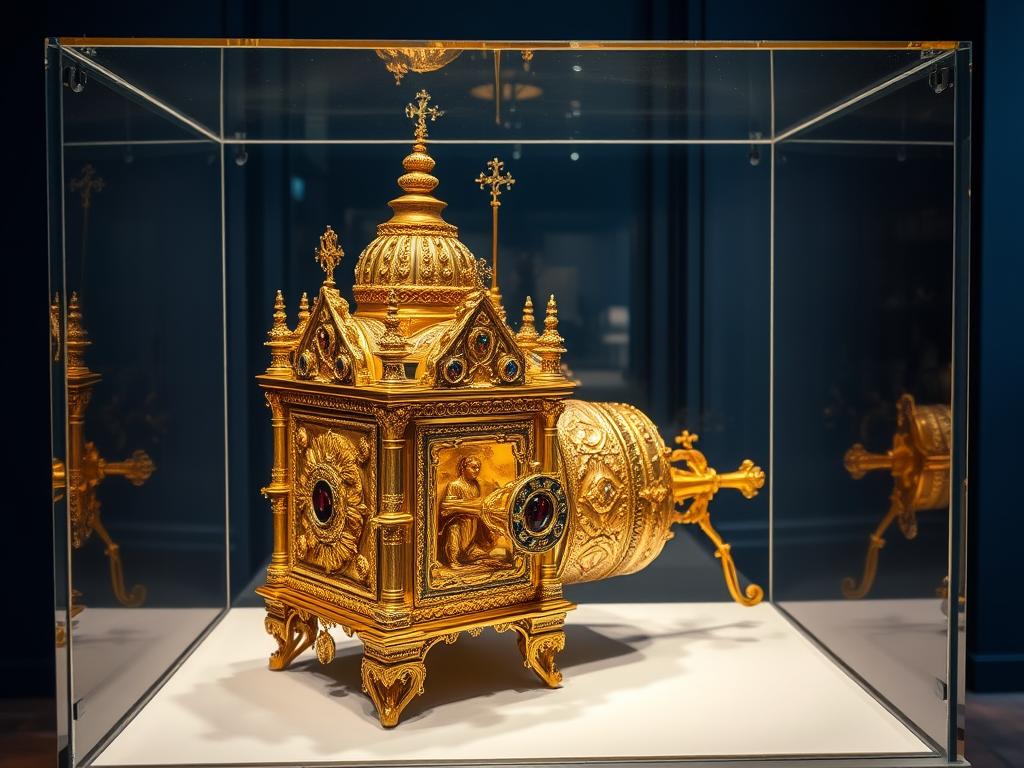 Reliquaire de la Couronne d'épines exposé lors de l'exposition temporaire récente musée du Louvre sur le trésor de Notre-Dame