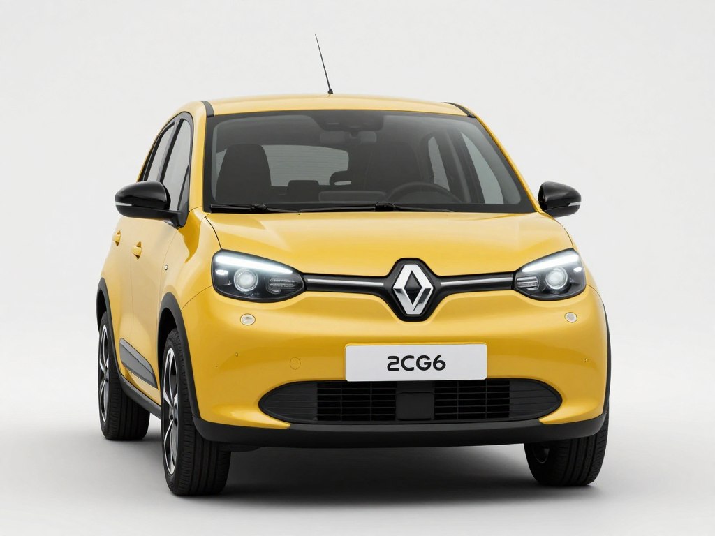 Renault Twingo Electric 2026 in Mango Yellow color showcasing the vehicle's front design