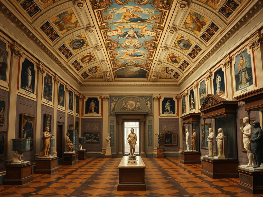 Salle du musée Charles X au Louvre avec ses décors néoclassiques