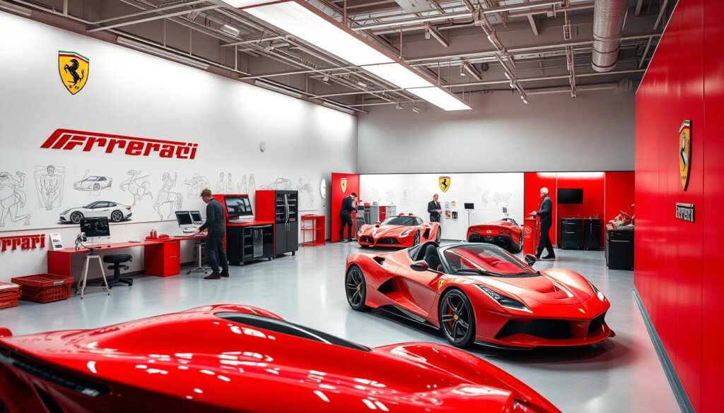 Studio de design Ferrari travaillant sur les modèles 2026