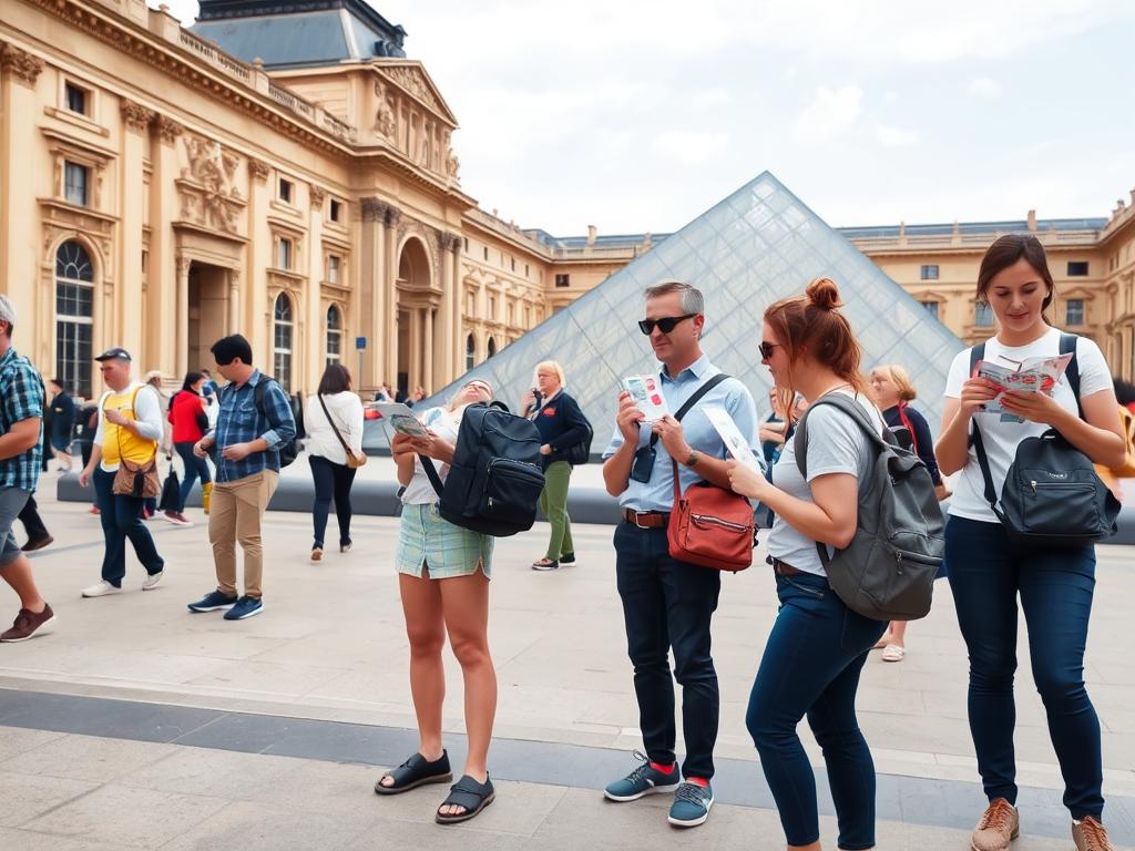 Visiteurs bien équipés pour une journée au Louvre - Guide du Louvre en 1 jour
