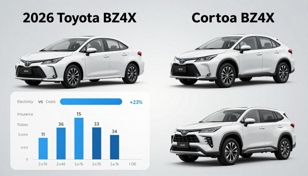 Visualisation des coûts d'utilisation de la Toyota Corolla BZ4X 2026 comparés à un véhicule thermique